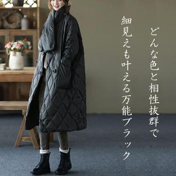 ダウンコート マフラー付き ゆったりキルティングダウンコート 厚手 