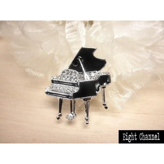 ブローチ ピアノ スワロフスキー 鍵盤 グランドピアノ 黒 シルバー クリスタル 綺麗 :BR-747-Blkcry:EIGHT CHANNEL  通販 