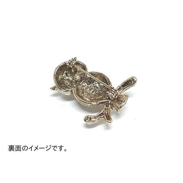 ブローチ フクロウ ふくろう ゴールド シルバー スワロフスキー