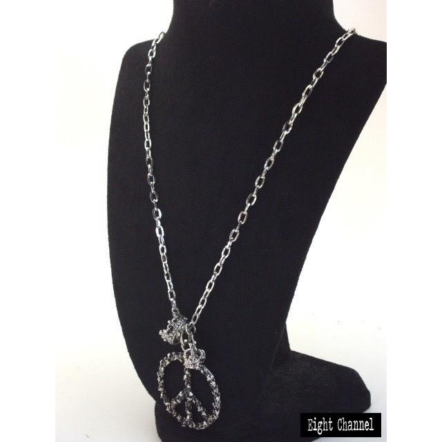 ネックレス ピースマーク スカル ドクロ 骸骨 王冠 シルバー ロック