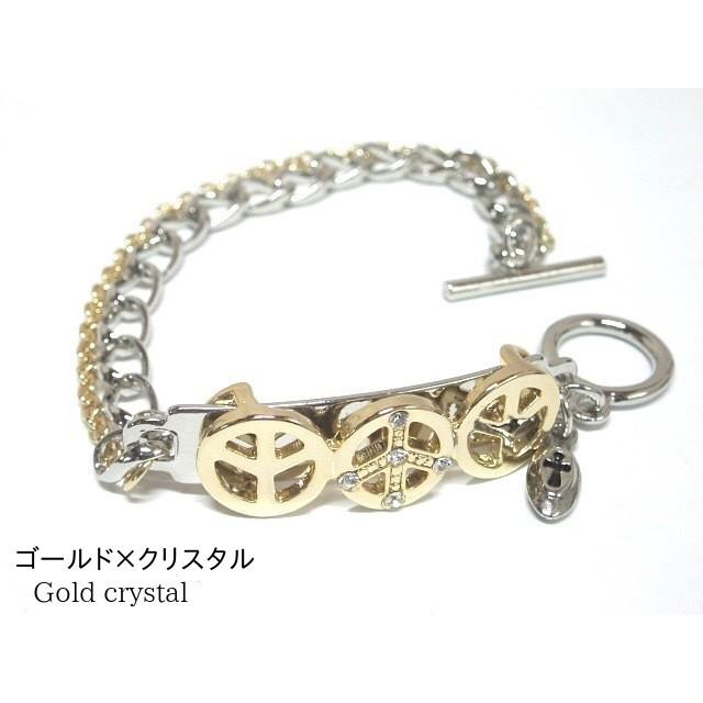 ブレスレット ピースマーク ゴールド シルバー 黒 ブラック V系 Rock