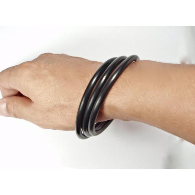 ブレスレット ラバーブレス ゴムブレス 黒 ブラック 太 5ミリ幅 3本