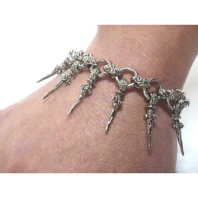 ブレスレット スタッズ とんがり ボーン 牙 爪 骨 シルバー Rock  