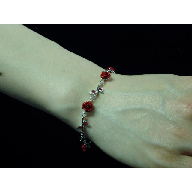 ブレスレット 薔薇 ローズ バラ ばら ロマンティク 赤 黒 ピンク