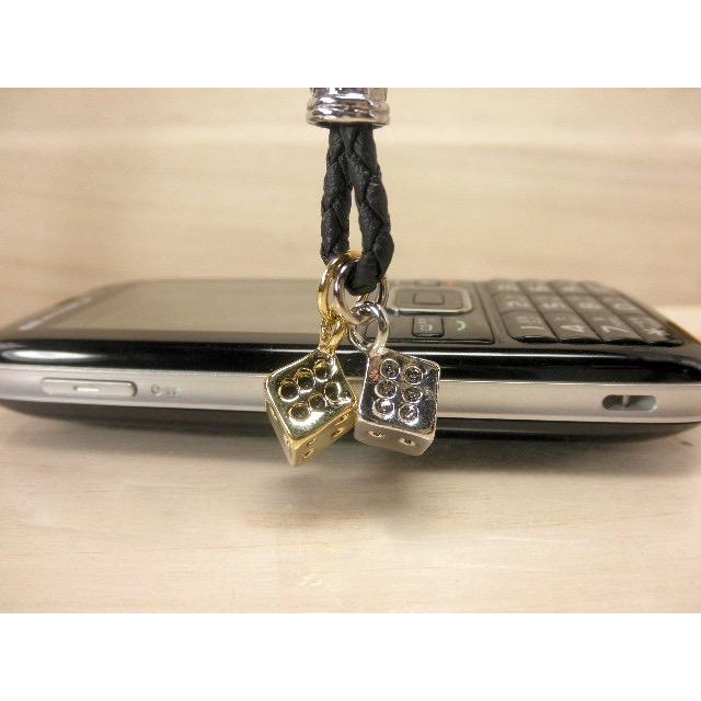 携帯ストラップ ラブリング サイコロ ダイス シルバー ゴールド ロック