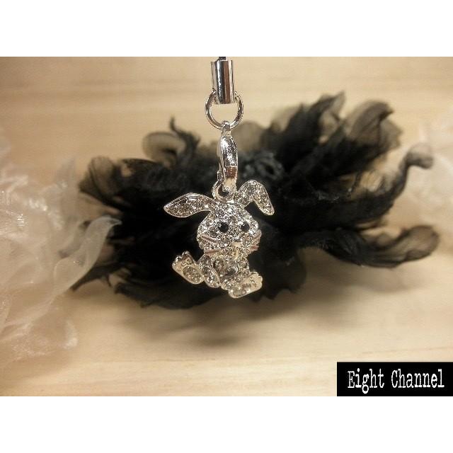 携帯ストラップ うさぎ ウサギ 兎 ラビット スワロフスキー シルバー