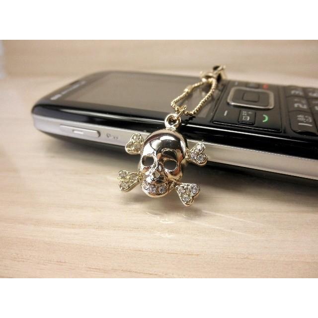 携帯ストラップ スカル 髑髏 骸骨 ドクロ シルバー ゴールド 黒