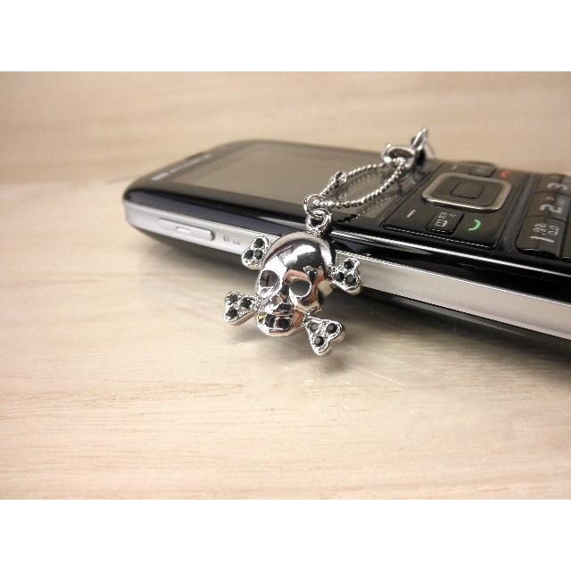 携帯ストラップ スカル 髑髏 骸骨 ドクロ シルバー ゴールド 黒