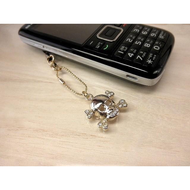 携帯ストラップ スカル 髑髏 骸骨 ドクロ シルバー ゴールド 黒