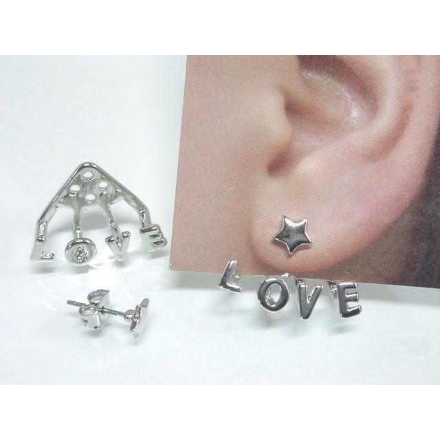 ピアス 星 スター Love ラブ シルバー ゴールド 白 ブラック