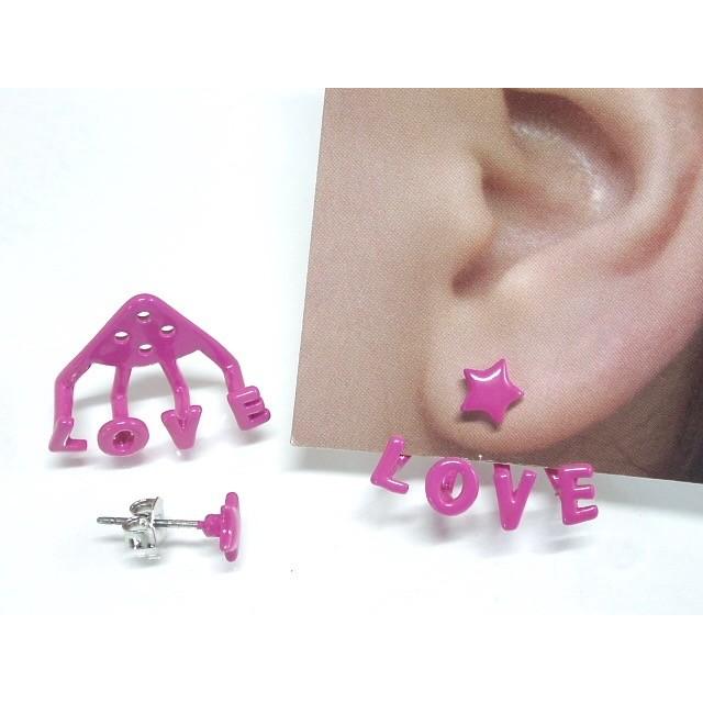 ピアス 星 スター Love ラブ シルバー ゴールド 白 ブラック