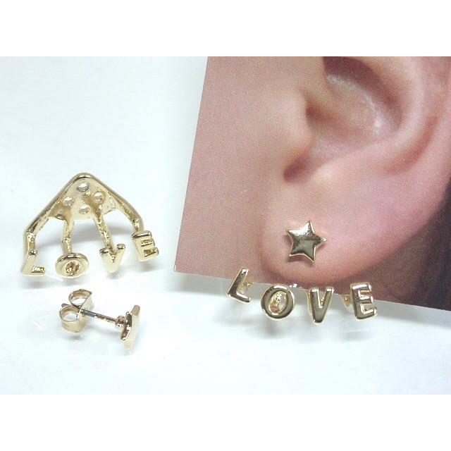 ピアス 星 スター Love ラブ シルバー ゴールド 白 ブラック