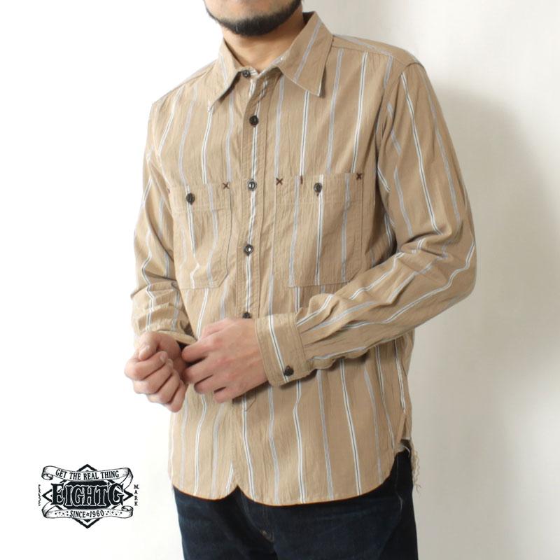 EIGHT-G エイトジー ワークシャツ ストライプ 2023春夏 新作 日本製