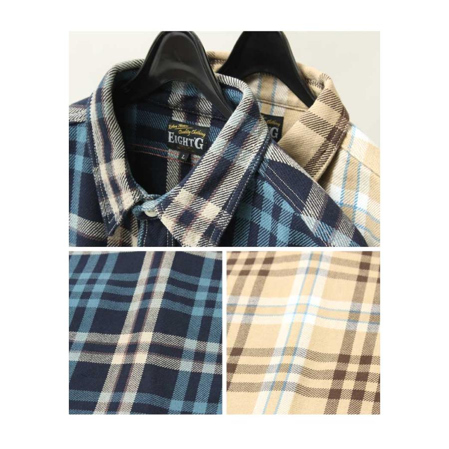 EIGHT-G（エイトジー） ネルシャツ 厚手 2024秋冬 新作 メンズ 日本製