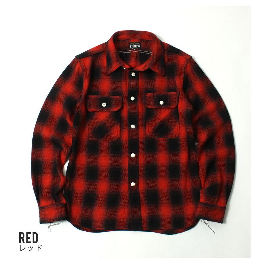 EIGHT-G（エイトジー） ネルシャツ 2025秋冬 新作 長袖 メンズ