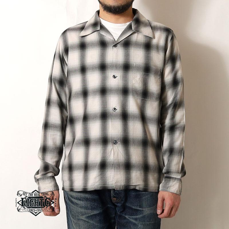 EIGHT-G（エイトジー） オンブレシャツ 長袖 オープンカラー 2026春夏