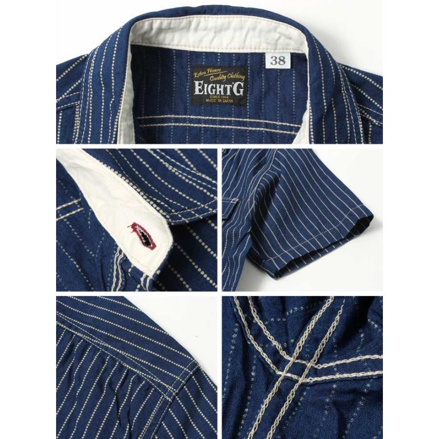 EIGHT-G エイトジー シャツ ウォバッシュ 半袖 メンズ ワーク