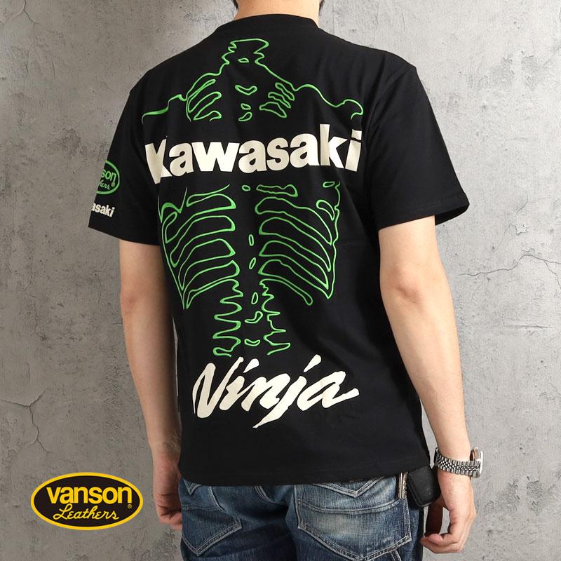 バンソン モーターサイクル ロゴ 刺繍 長袖 デニム バイカー シャツ L VANSON（バンソン） Tシャツ Kawasakiコラボ Ninjaロゴ 2026春夏 新作