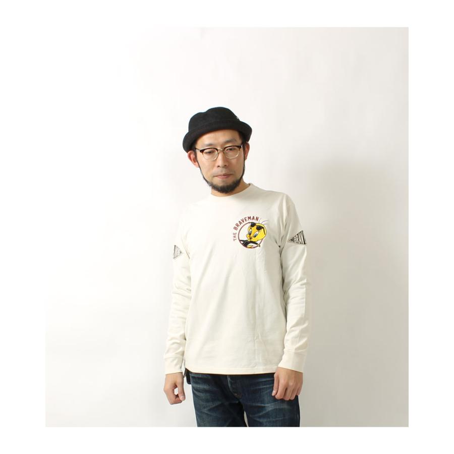 ブレイブマン ロンT トゥイーティー 2024春夏 新作 LTB-2402 The BRAVE MAN ルーニーテューンズ コラボ Tシャツ 長袖 刺繍 アメカジ バイカー｜eightg｜08