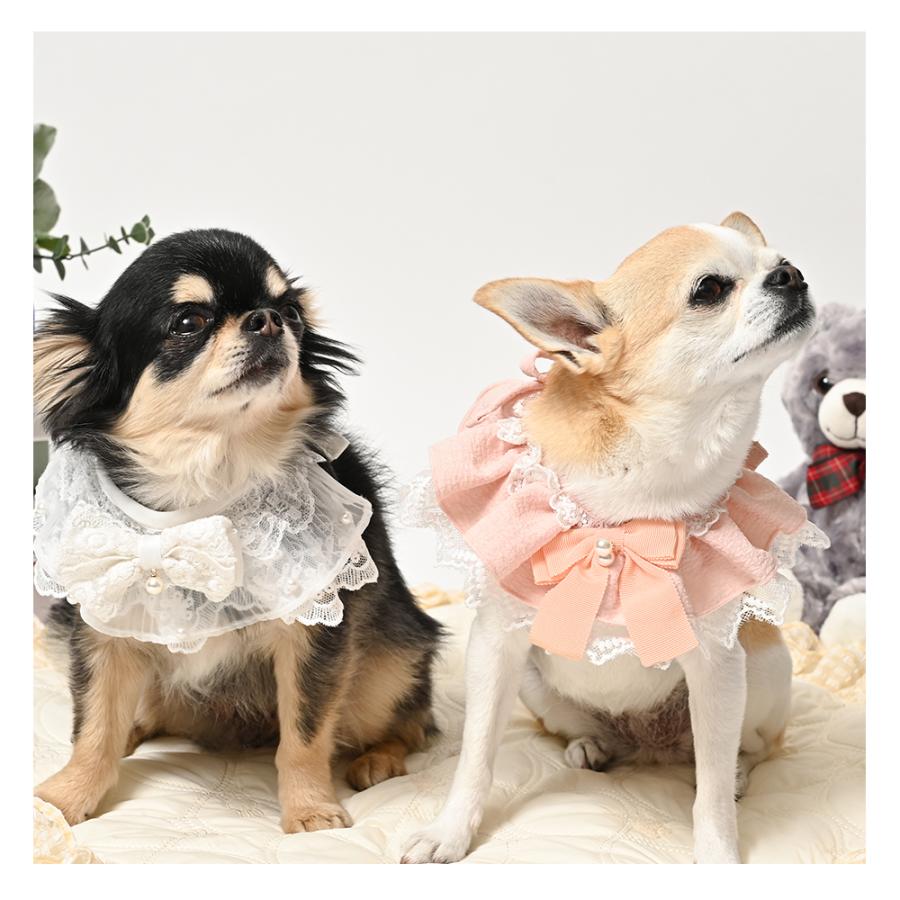 ココアトワ] 華やかフリルビブ スタイ ホワイト/ギンガム/ピンク