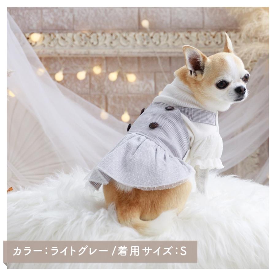 犬服★ チワワスッキーページ ハンドメイド ココアトワ]グレンチェックジャンパースカート cocoAtoi グレー