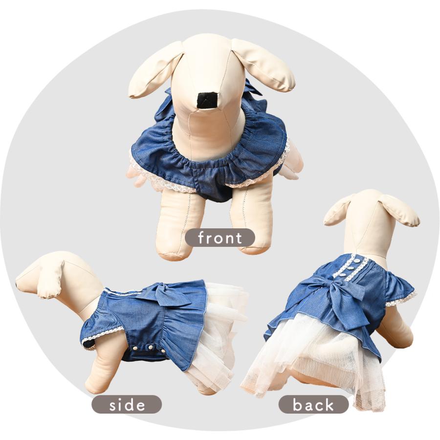 ココアトワ]リボンダンガリーワンピース cocoAtoi デニム調 犬 服