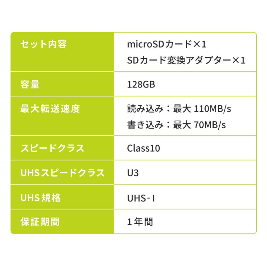 Lazos ラゾス microSDXC SDカード 128GB CLASS10 U3 UHS-I SDアダプター付き マイクロ｜eighthundred｜07