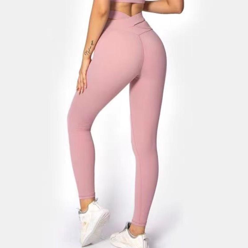 レギンス ロングパンツ 無地 ピンク 青 ブルー ジム フィットネス S/M