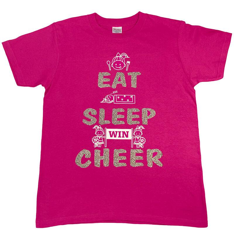 チア Tシャツ EAT-SLEEP-CHEER キッズ ジュニア 子供 大人 練習着 半袖