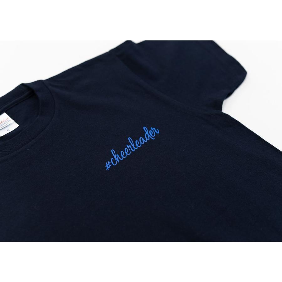 チア Tシャツ #Cheerleader 大人 練習着 半袖 ネイビー 黄色