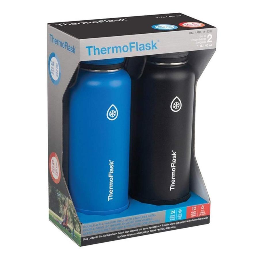 ThermoFlask  ステンレススチール 40オンス ウォーターボトル ライトブルー/ブラック 2ピース 新品 送料無料 | ブランド登録なし
