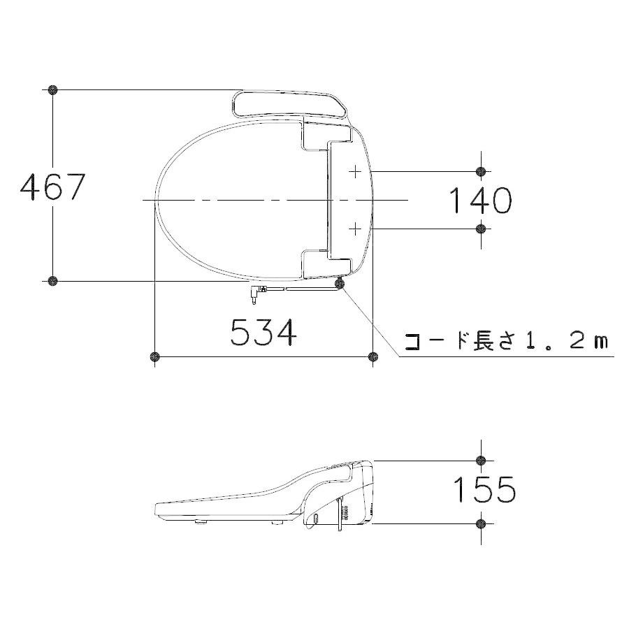 アサヒ衛陶 DLNC120-LI 温水洗浄便座 サンウォッシュ 袖付きタイプ