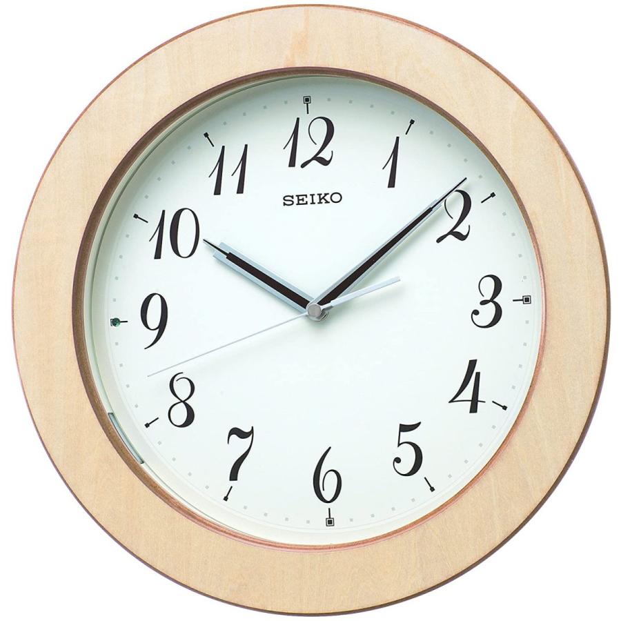 セイコークロック KX216A 掛け時計 自動点灯 電波 アナログ 夜でも見える 木枠 天然色木地 新品 送料無料 | SEIKO