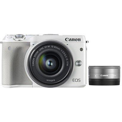キヤノン CANON EOS M3 ダブルレンズキット2 WH EF-M15-45mm F3.5-6.3 IS STM＋EF-M22mm F2 STM 新品 送料無料 | EOS