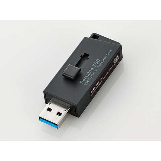 ELECOM ESD-EHL0500GBK SSD 外付け 500GB USB3.2 Gen2 読出最大600MB/秒 超小型 スライド式 高速 抗菌・抗ウイルス ブラック 新品 送料無料 | ELECOM