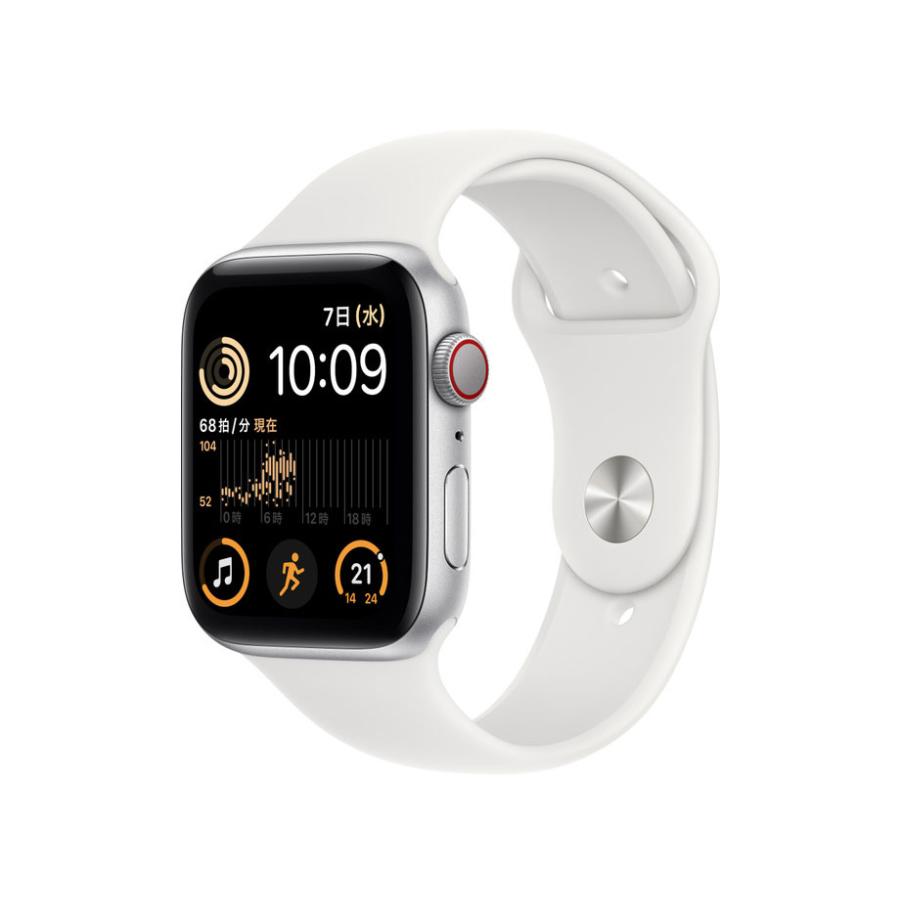 Apple MNQ23J/A Apple Watch SE 第2世代 GPS ＋ Cellularモデル 44mmシルバーアルミニウムケースとホワイトスポーツバンド - レギュラー 品 送料無料 | Apple Watch SE（第2世代）