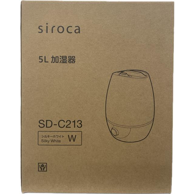 シロカ SD-C213 W 超音波式加湿器 5L加湿器 最大加湿量350mL/h 木造和室6畳/プレハブ洋室10畳まで 無段階加湿 シルキーホワイト 新品 送料無料 | siroca