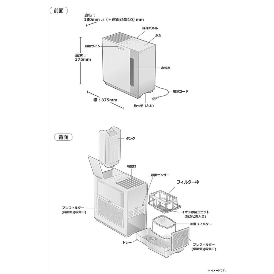 パナソニック Panasonic FE-KFR07-W ヒーターレス気化式加湿機 プレハブ洋室19畳 木造和室12畳 ミルキーホワイト 新品 送料無料 | Panasonic | 02