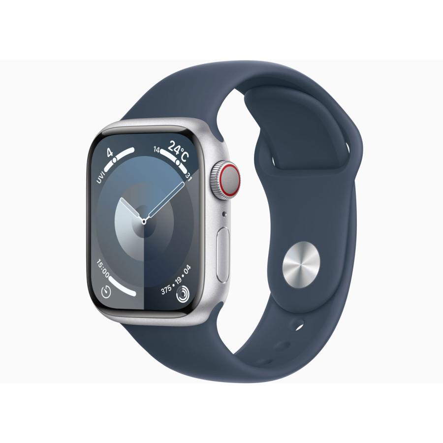 Apple MRHV3J/A Apple Watch Series 9 GPS + Cellularモデル 41mmシルバーアルミニウムケースとストームブルースポーツバンド  S/M 新品 送料無料 | Apple Watch Series 9