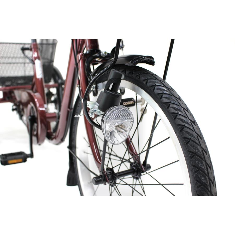 ミムゴ MG-TRE20APNL ACTIVEPLUS ノーパンク三輪自転車 ワインレッド