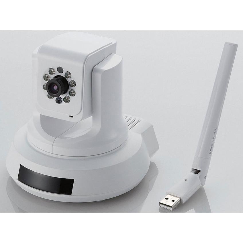 エレコム NCC-EWNP100WH 無線ネットワークカメラ パンチルト ナイトビジョン LEDドングル対応機能搭載 新品 送料無料 | ELECOM