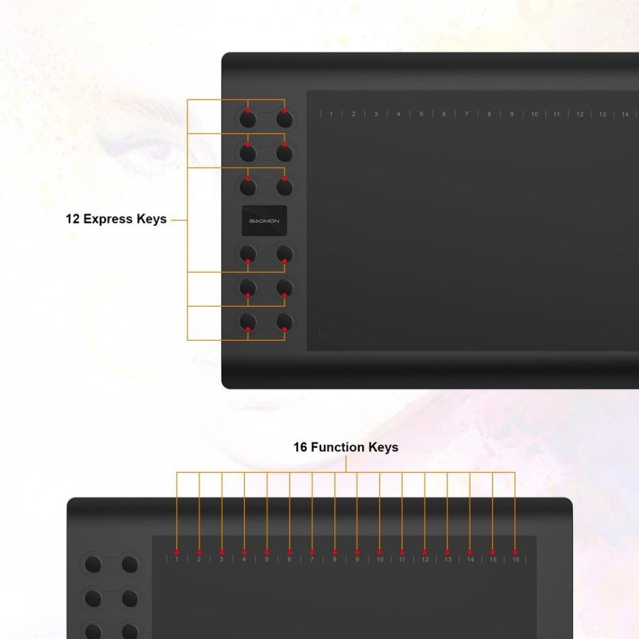 GAOMON Windows MAC両対応 10 x 6インチ ペンタブレット M106K 充電式