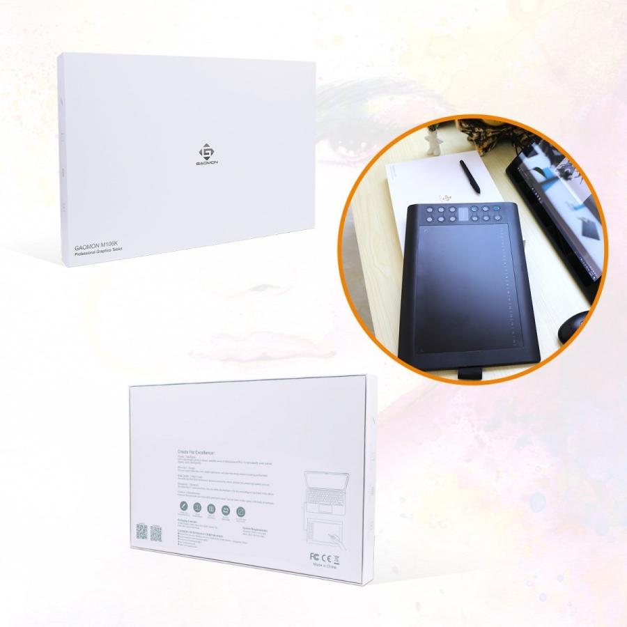 GAOMON Windows MAC両対応 10 x 6インチ ペンタブレット M106K 充電式