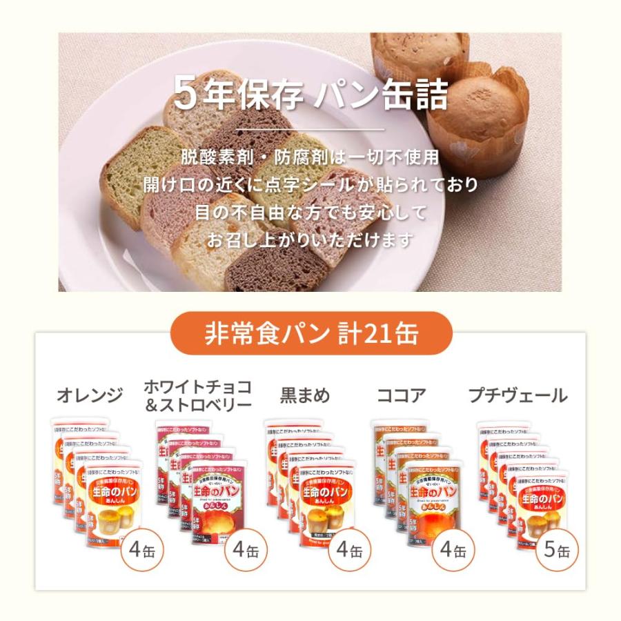 PEACEUP 5年保存 非常食セット 7日分 アルファ米 パンの缶詰 非常食 長期保存 災害備蓄 【 3人用 (63食) 】 防災食 保存食 ご飯_4