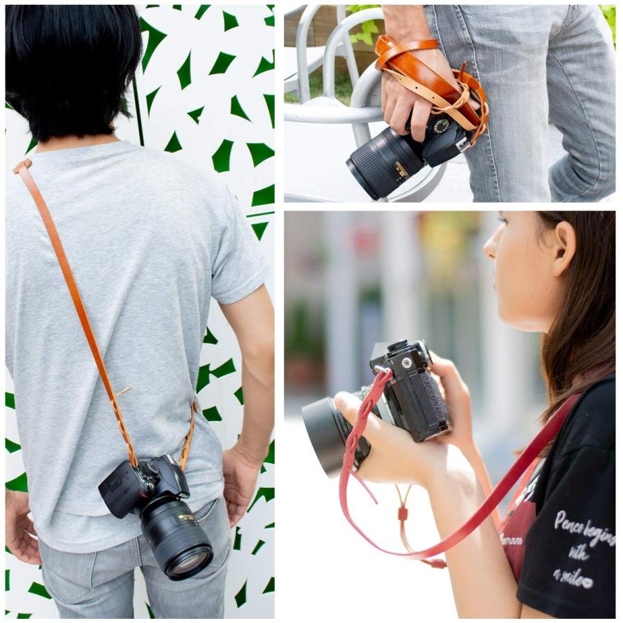 Miracolo イタリアンレザー 本革 カメラストラップ サイズ調整可能 一眼レフ ミラーレス おしゃれ メンズ レディース ブラウン Supersport Tn