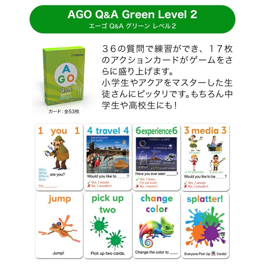 AGO Q&A カードゲーム 3レベルセット 第2版 ボックスセット 英語教材 英会話 教材 子供 カード ゲーム 英語 知育 玩具 おもちゃ｜eigoden｜03