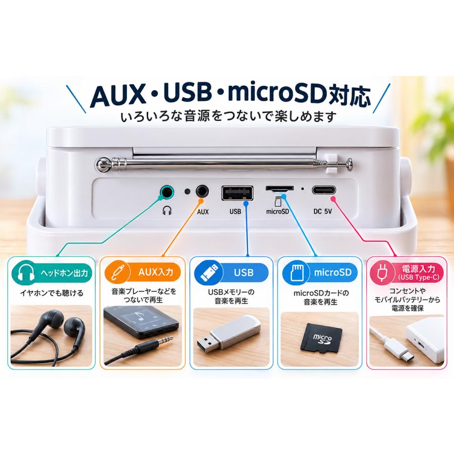 充電式 CDクロックラジオ CDプレーヤー Bluetooth 送受信 高音質 CD