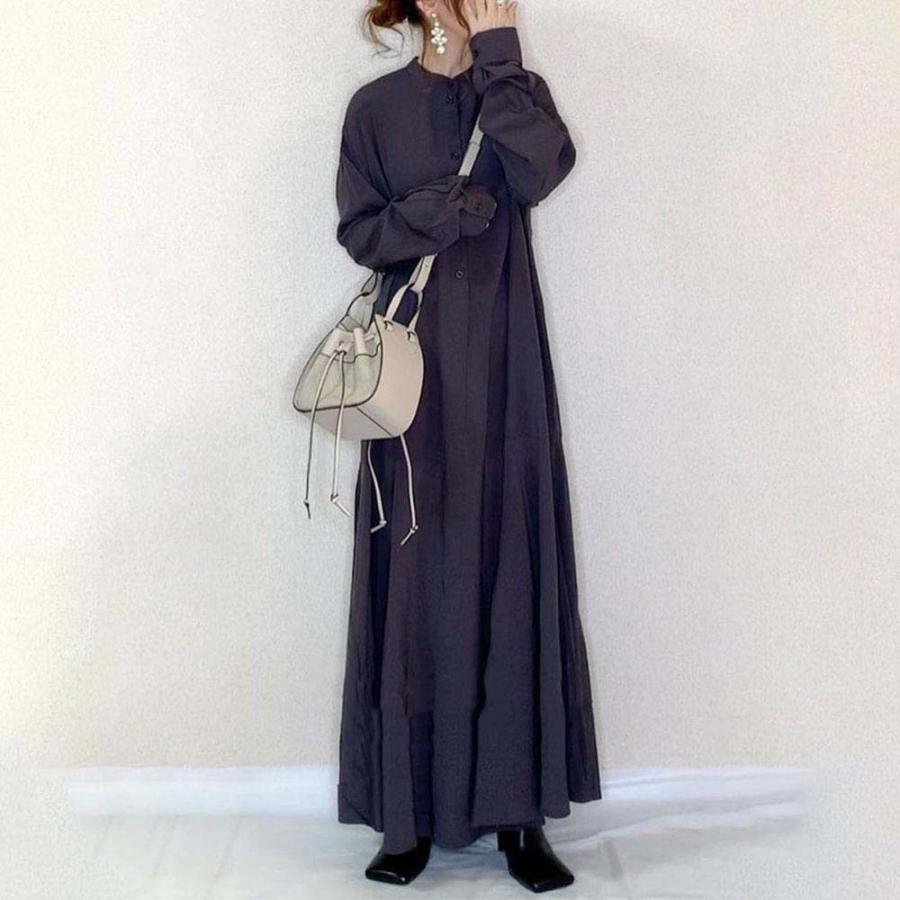 在庫処分 翌日発送 黒ワンピ 黒ワンピース 黒 ワンピース レディース コーデ おしゃれ きれいめ 40代 50代 無地ワンピース ロング丈 長袖 丸首 ゆったり Eilyq Ei Ei Market 通販 Yahoo ショッピング