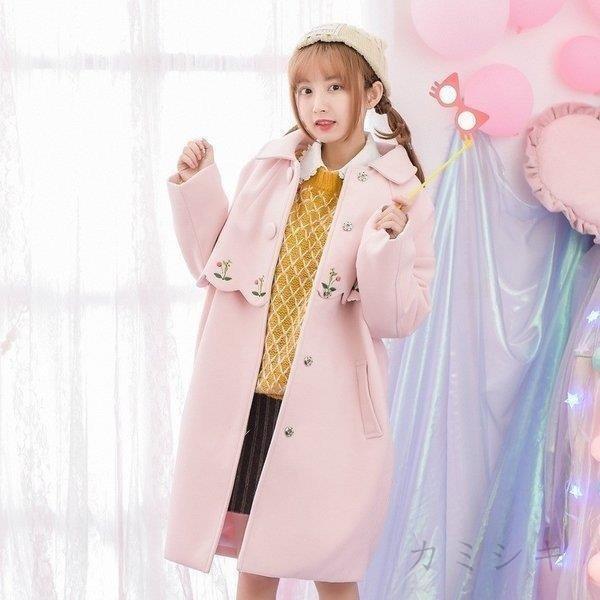 ダッフルコート レディース 花柄 かわいい ピンク コート 秋服 秋冬物 冬服 大きいサイズロング学生 ダッフルコート 可愛い 甘い 着やせ 暖かい 17新作 9frgid6hyk ファッション Wrc Gov Sd