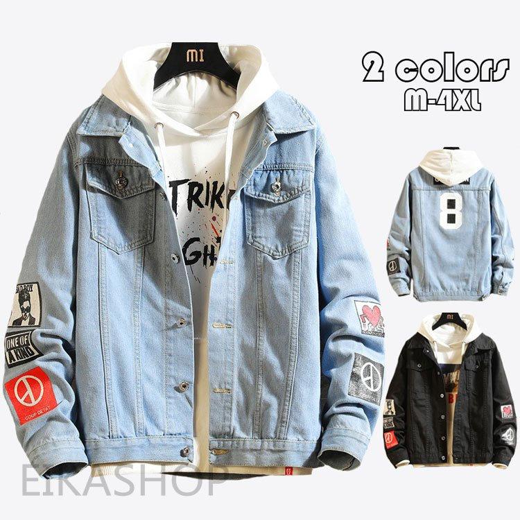 公式 デニムジャケットメンズ 個性 Gジャン プリント アウター コート シンプル 長袖 カジュアル シルエット大きいサイズ お兄系 おしゃれ 春秋 代30代40代 2色 店長大暴走 クリアランスsale Sunrisefinserve Com